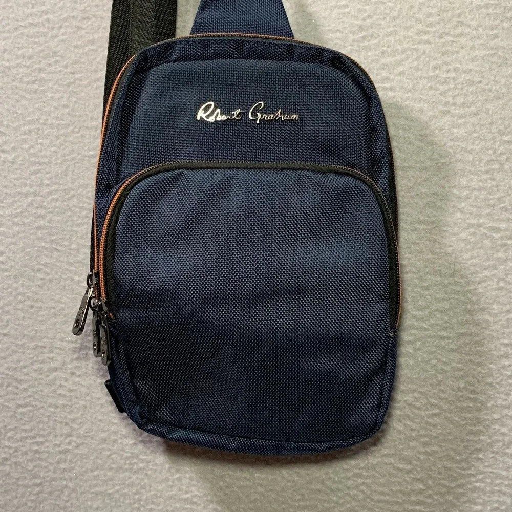 Robert Graham Randal Sling Bag Crossbody Messenger – Navy Blue Designer